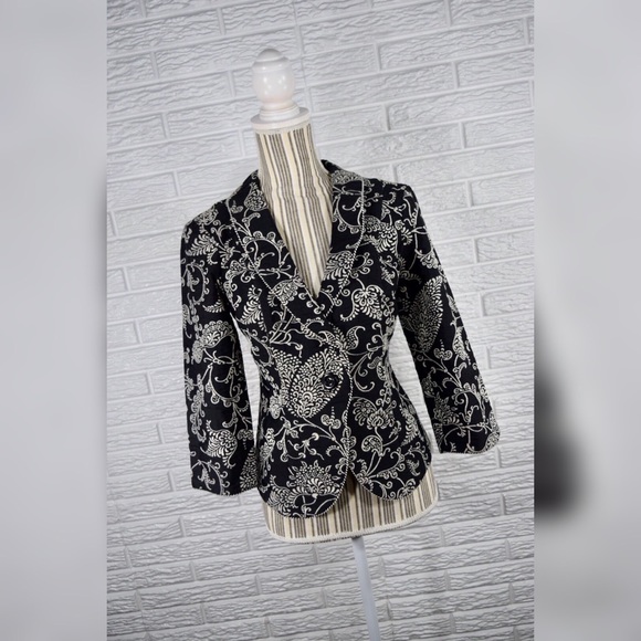 CAbi Jackets & Blazers - CAbi Black & White Embroidered Blazer Jacket